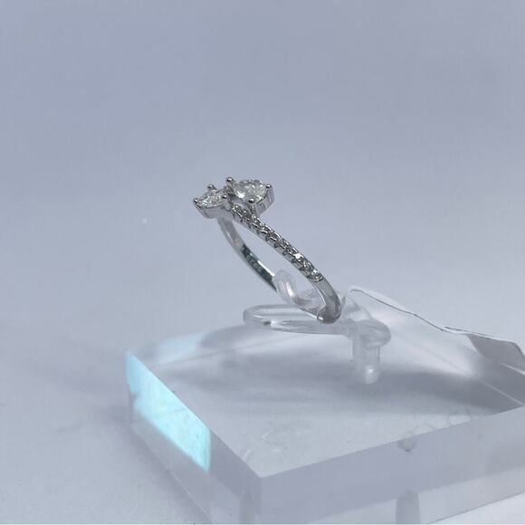 Moissanite Diamond Band Pear Cut Ring 925 18K GRA Size 7 - Picture 6 of 8